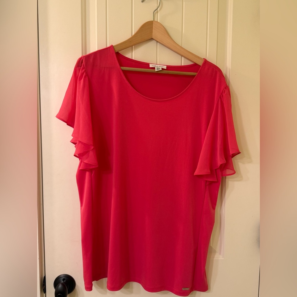 Calvin Kline blouse with sheer sleeves